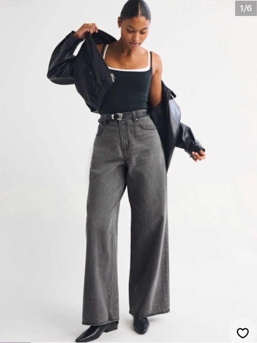 Abercrombie & Fitch High-Waist Wide-Leg Jeans in Washed Gray - Curve Love